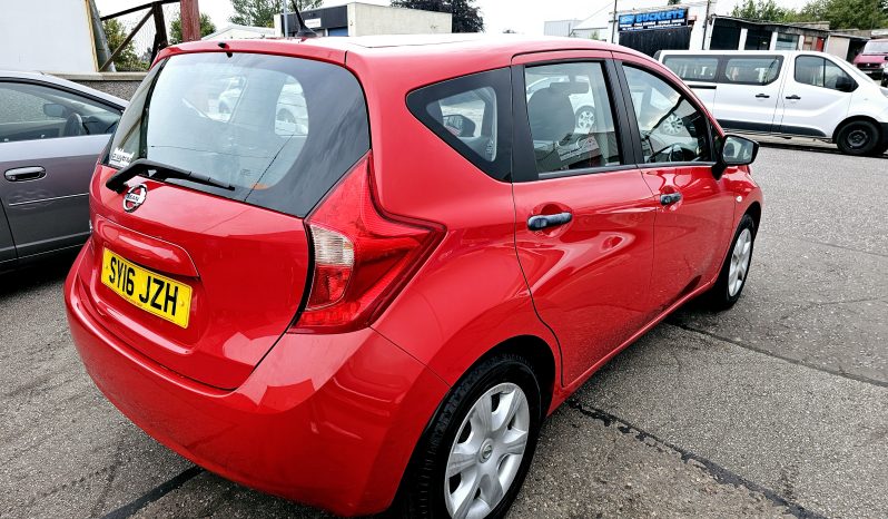 48k miles! 2016 Red Nissan Note Visia, 1.2 Petrol. MOT July 2026.FSH.Ulez free £4995 full